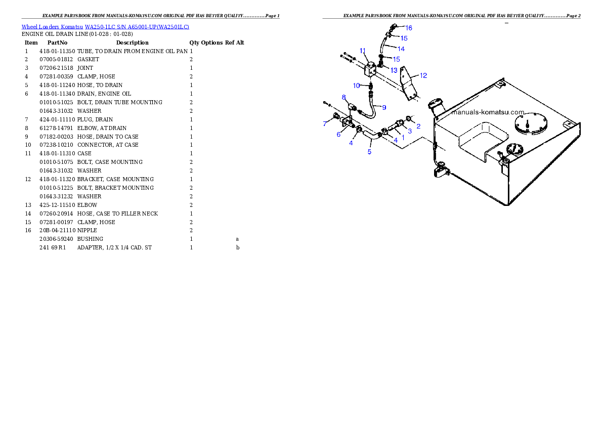 Protected: WA250-1LC S/N A65001-UP Partsbook