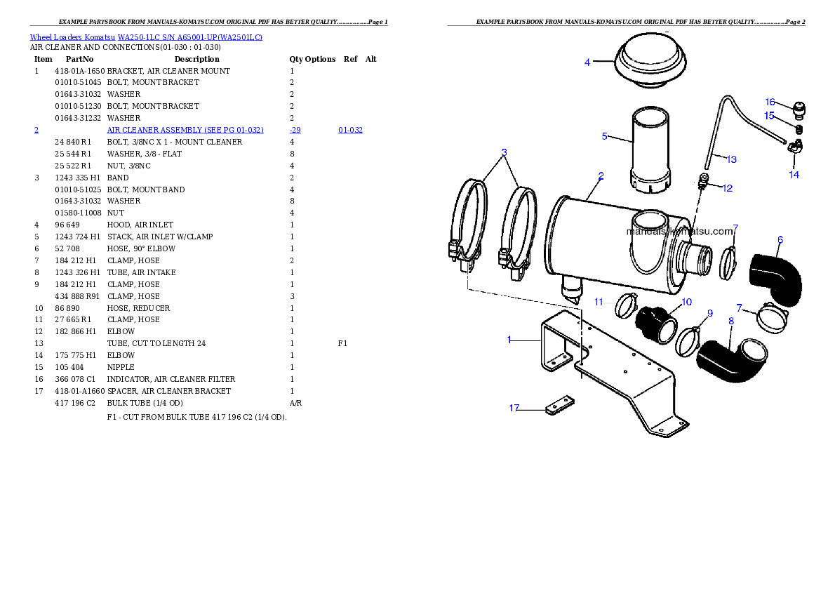Protected: WA250-1LC S/N A65001-UP Partsbook