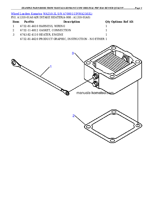 Protected: WA250-3L S/N A70001-UP Partsbook