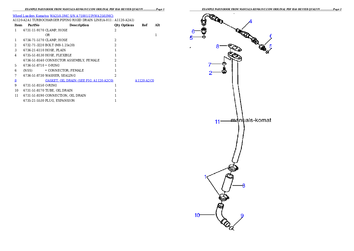 Protected: WA250-3MC S/N A71001-UP Partsbook