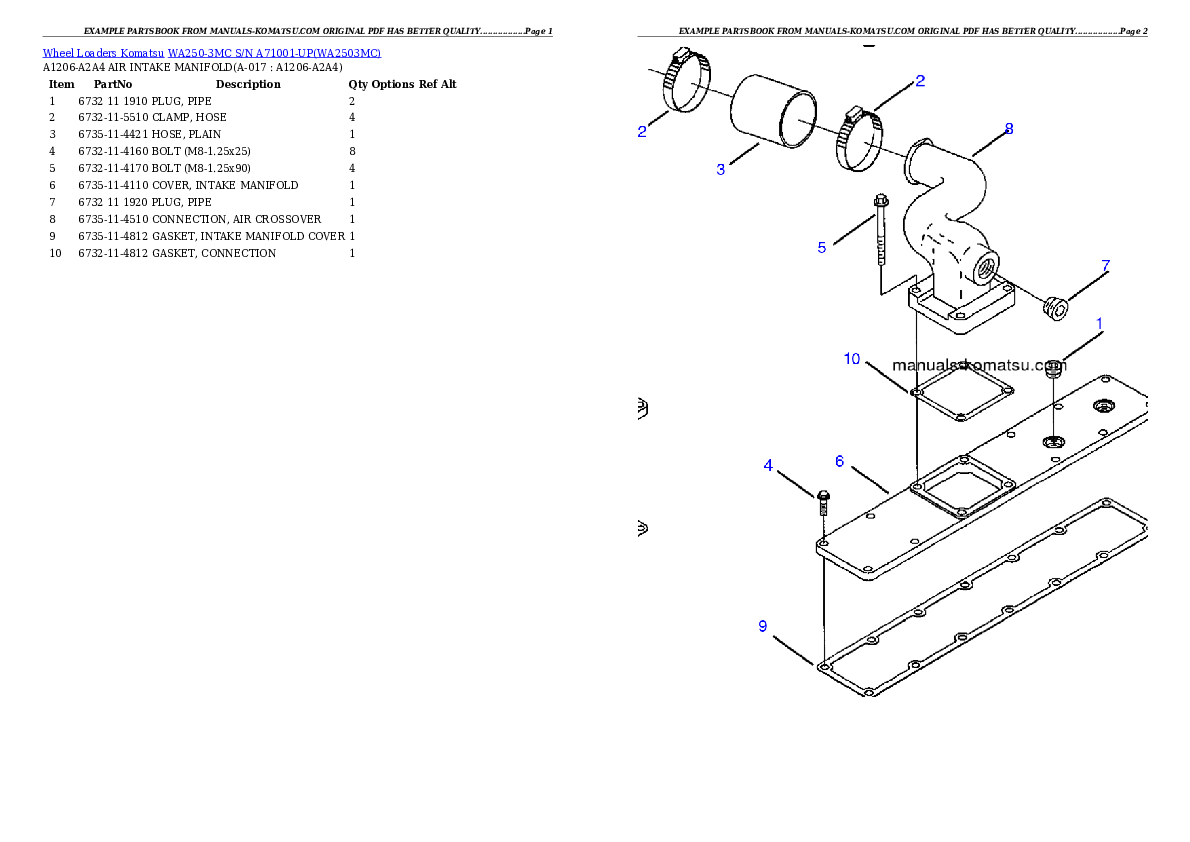 Protected: WA250-3MC S/N A71001-UP Partsbook
