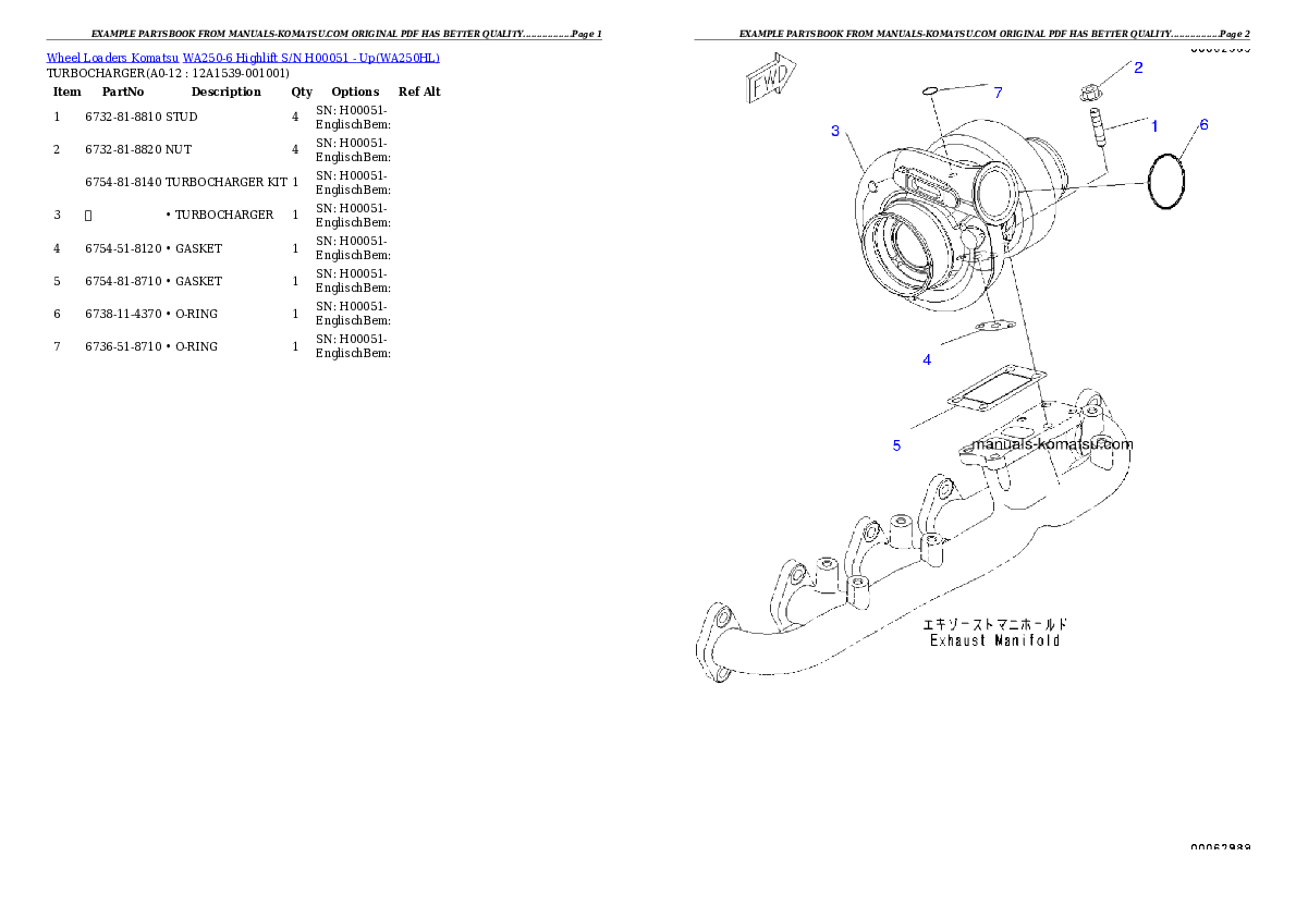 Protected: WA250-6 Highlift S/N H00051 – Up Partsbook
