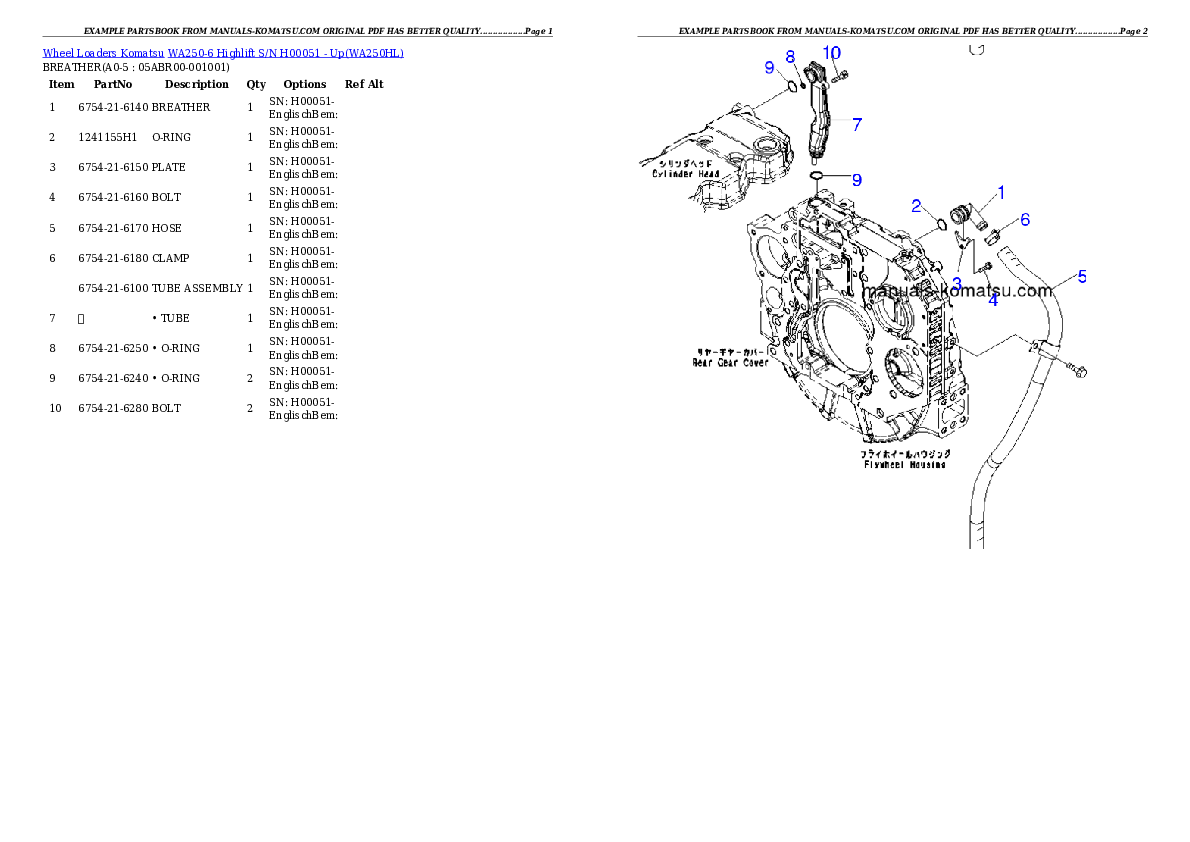 Protected: WA250-6 Highlift S/N H00051 – Up Partsbook