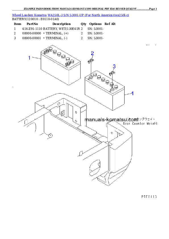 Protected: WA250L-3 S/N 53001-UP (For North America) Partsbook