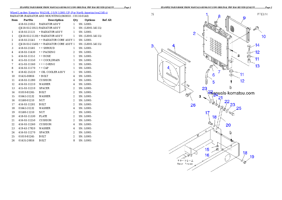 Protected: WA250L-3 S/N 53001-UP (For North America) Partsbook