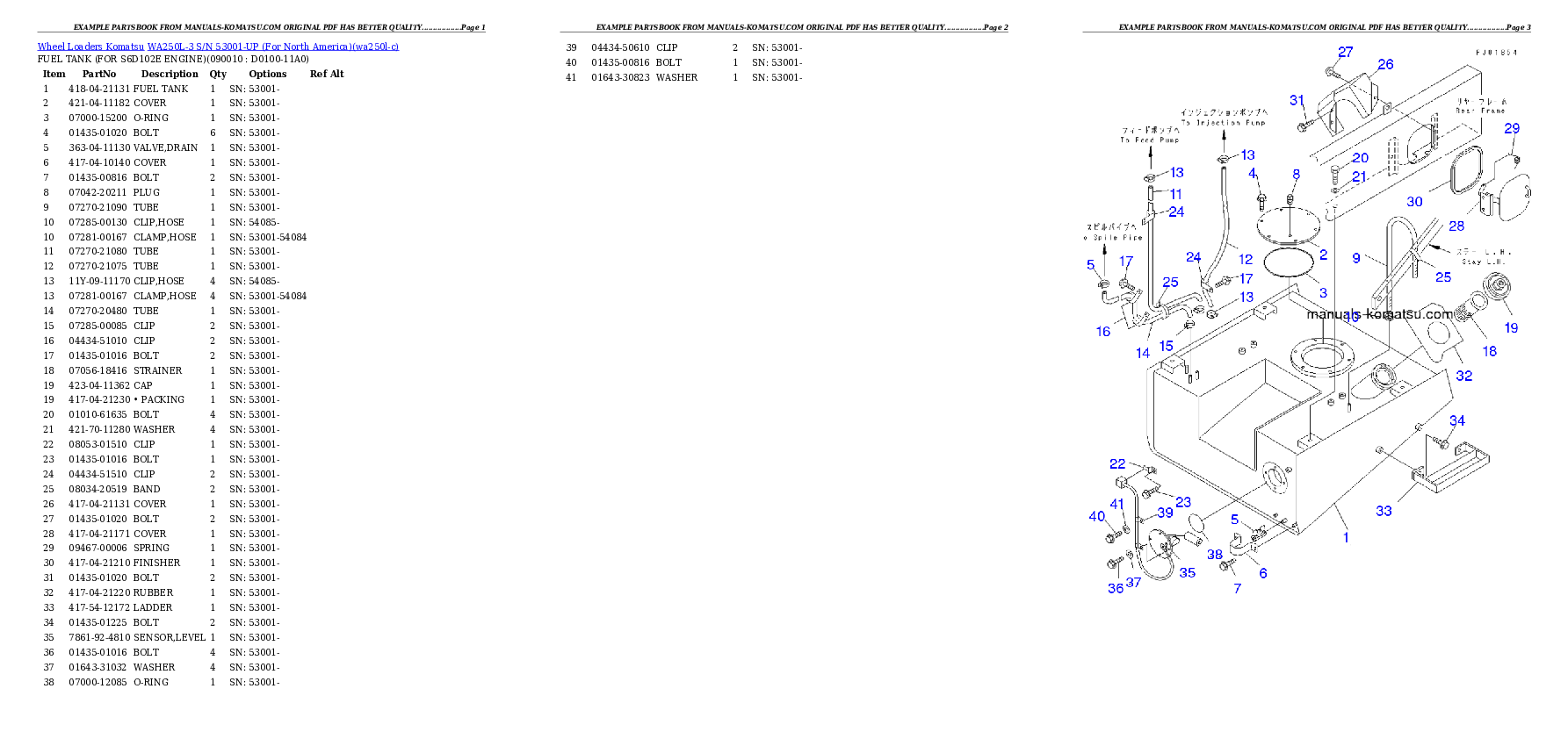 Protected: WA250L-3 S/N 53001-UP (For North America) Partsbook