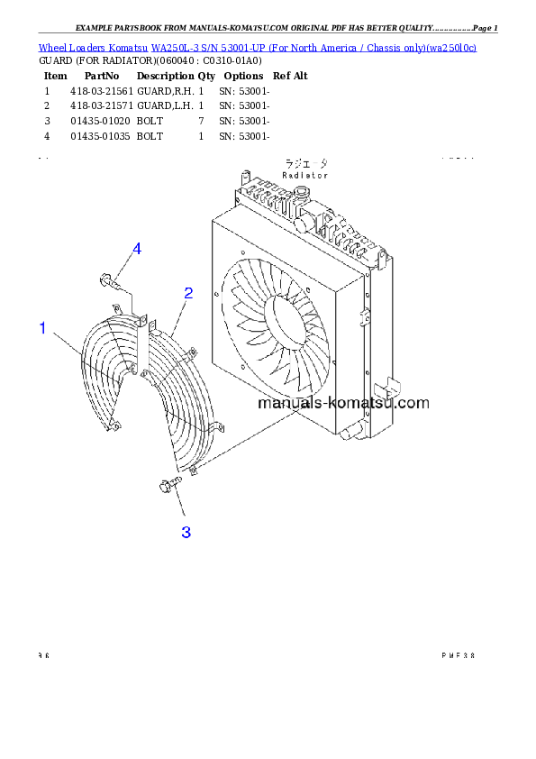 Protected: WA250L-3 S/N 53001-UP (For North America / Chassis only) Partsbook