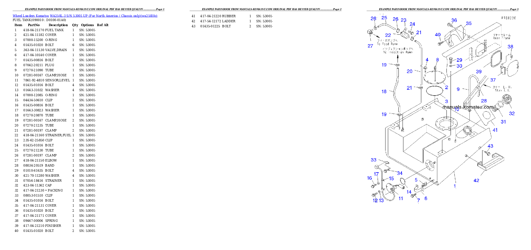 Protected: WA250L-3 S/N 53001-UP (For North America / Chassis only) Partsbook