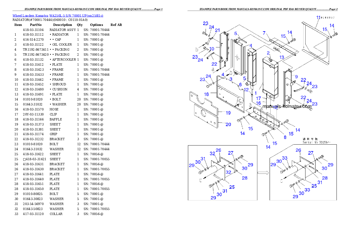 Protected: WA250L-5 S/N 70001-UP Partsbook
