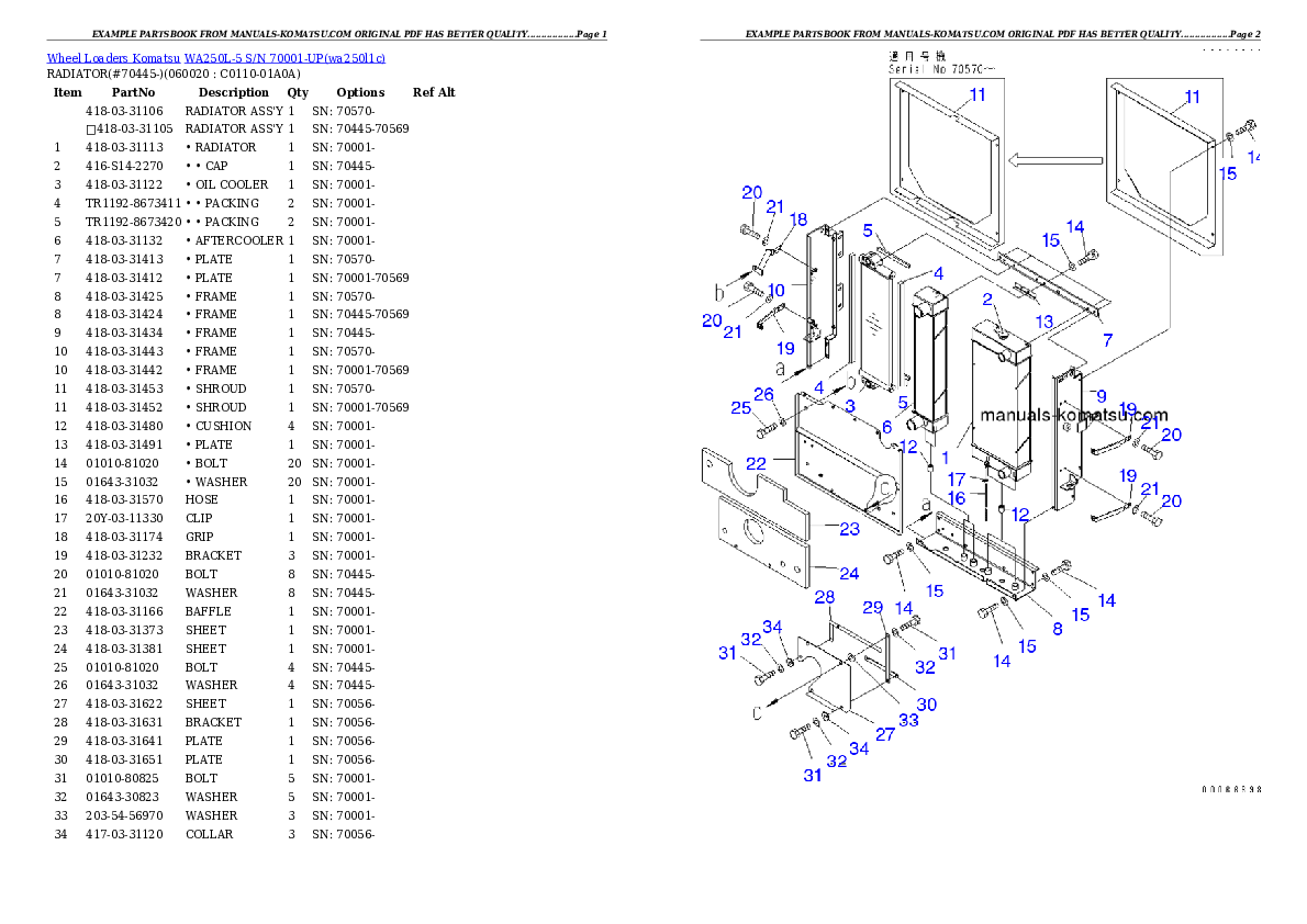 Protected: WA250L-5 S/N 70001-UP Partsbook
