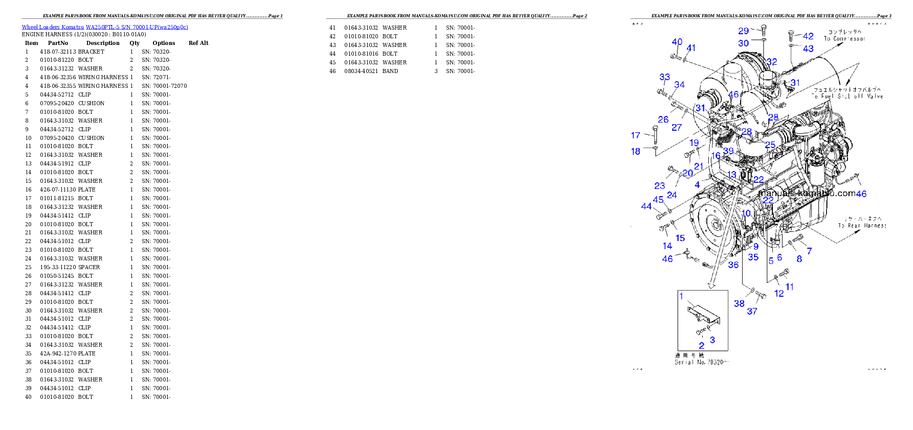 WA250PTL-5 S/N 70001-UP Partsbook
