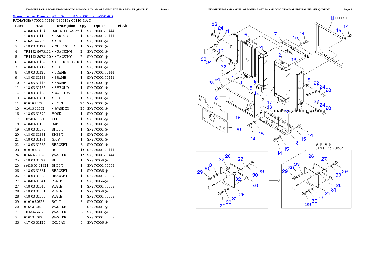 Protected: WA250PTL-5 S/N 70001-UP Partsbook