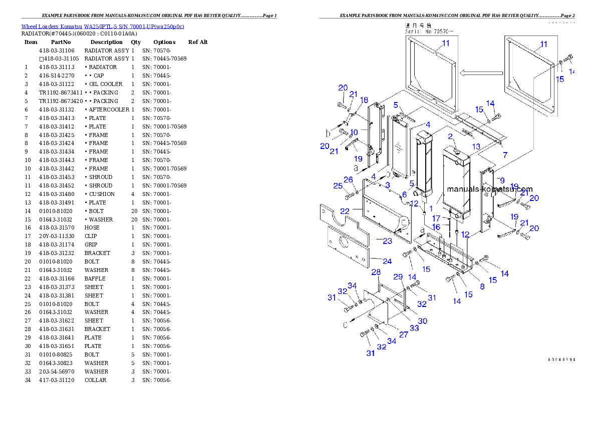 Protected: WA250PTL-5 S/N 70001-UP Partsbook