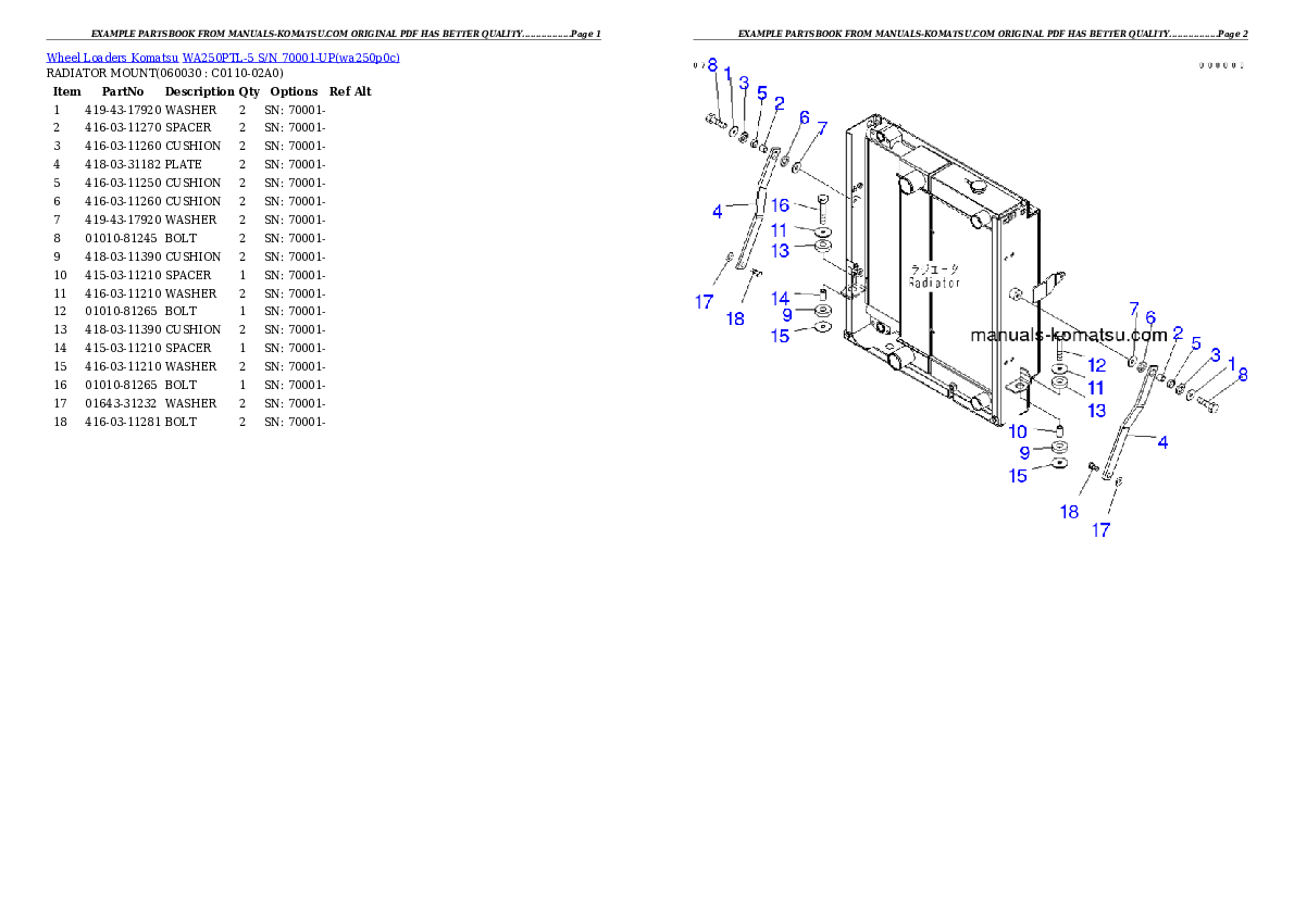 Protected: WA250PTL-5 S/N 70001-UP Partsbook