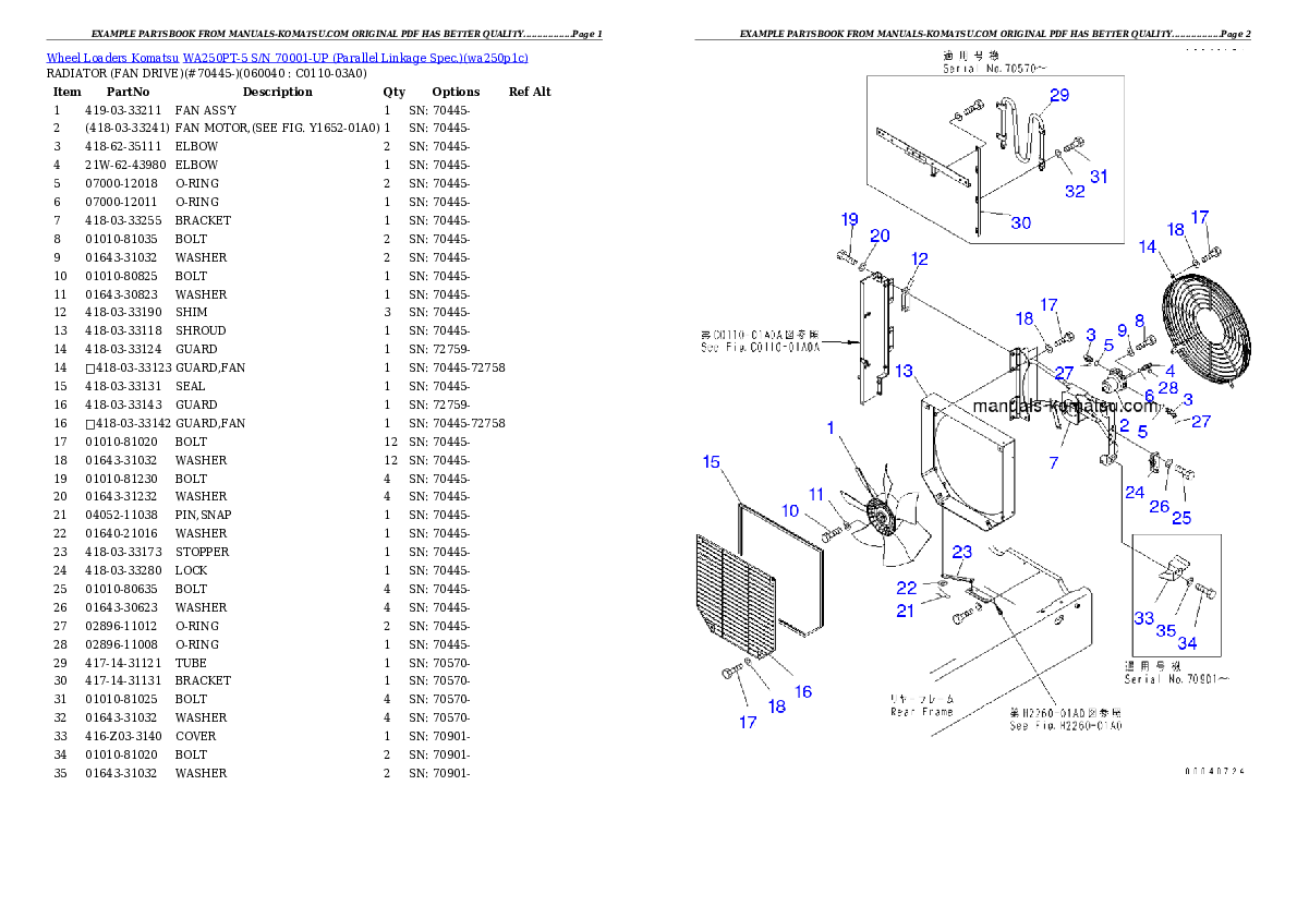 Protected: WA250PT-5 S/N 70001-UP (Parallel Linkage Spec.) Partsbook