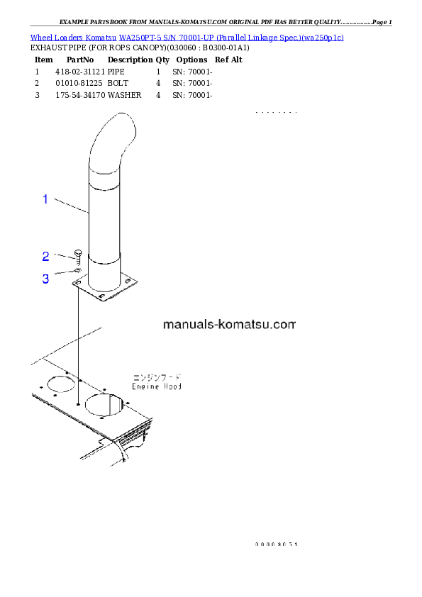 Protected: WA250PT-5 S/N 70001-UP (Parallel Linkage Spec.) Partsbook