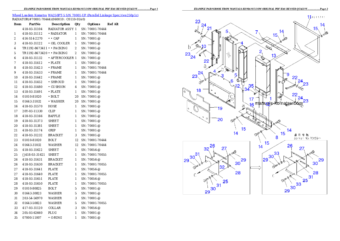 Protected: WA250PT-5 S/N 70001-UP (Parallel Linkage Spec.) Partsbook