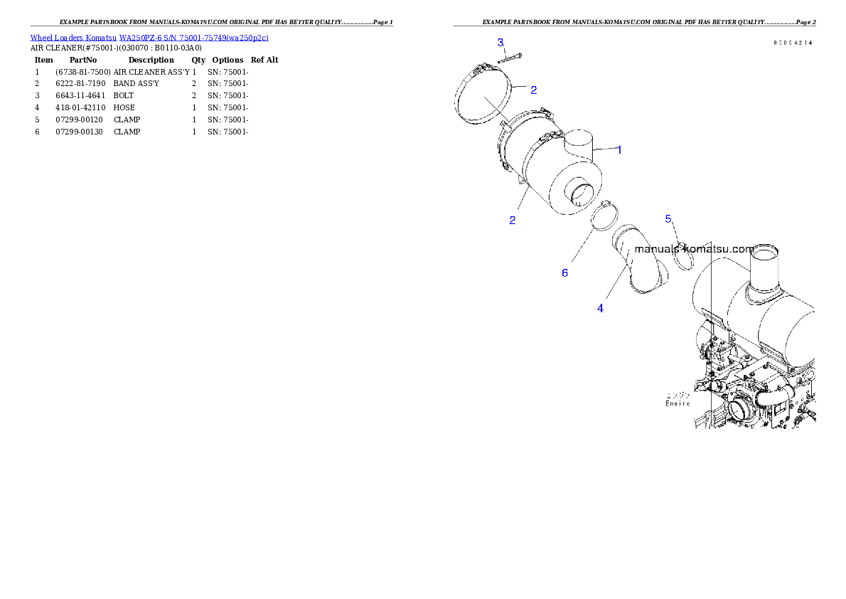 Protected: WA250PZ-6 S/N 75001-75749 (For N.America) Partsbook