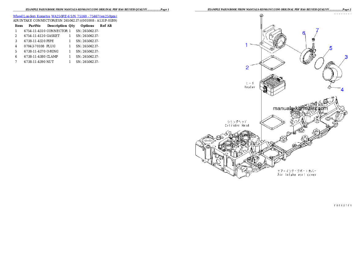 Protected: WA250PZ-6 S/N 75160 – 75467 Partsbook