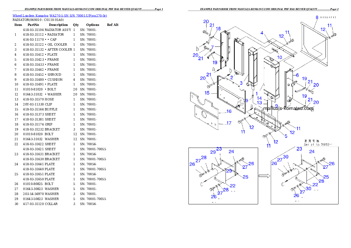 Protected: WA270-5-SN S/N 70001-UP Partsbook