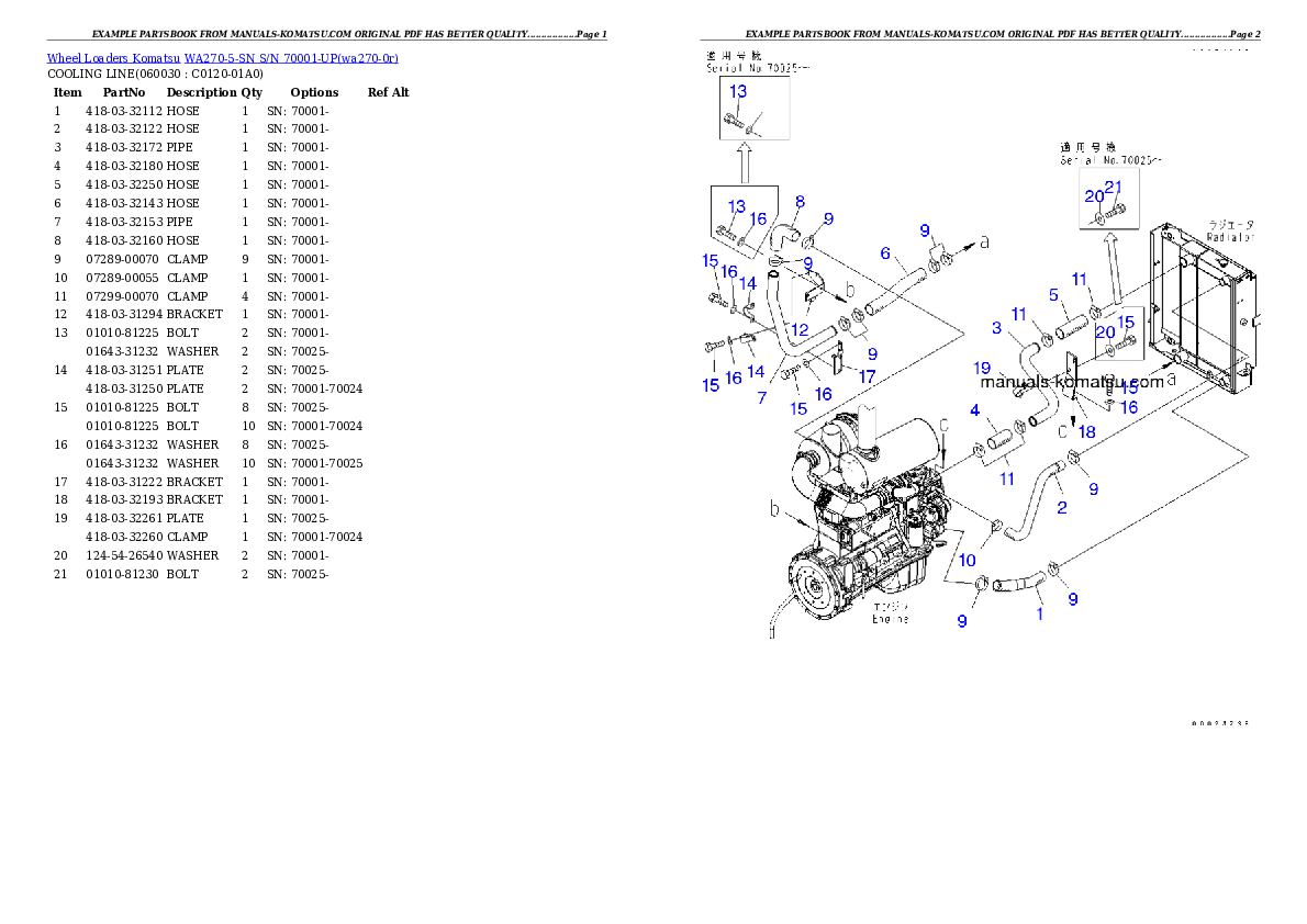 Protected: WA270-5-SN S/N 70001-UP Partsbook
