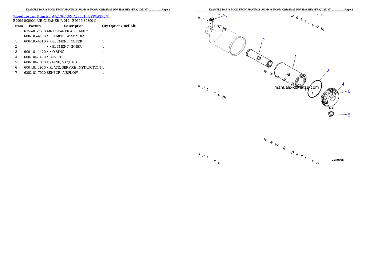 Protected: WA270-7 S/N A27001 – UP Partsbook