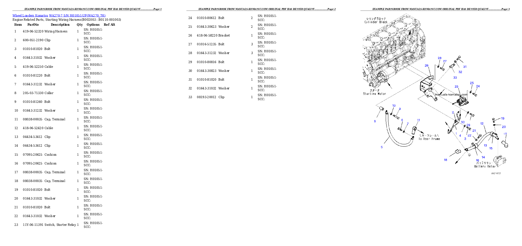 Protected: WA270-7 S/N H01051-UP Partsbook