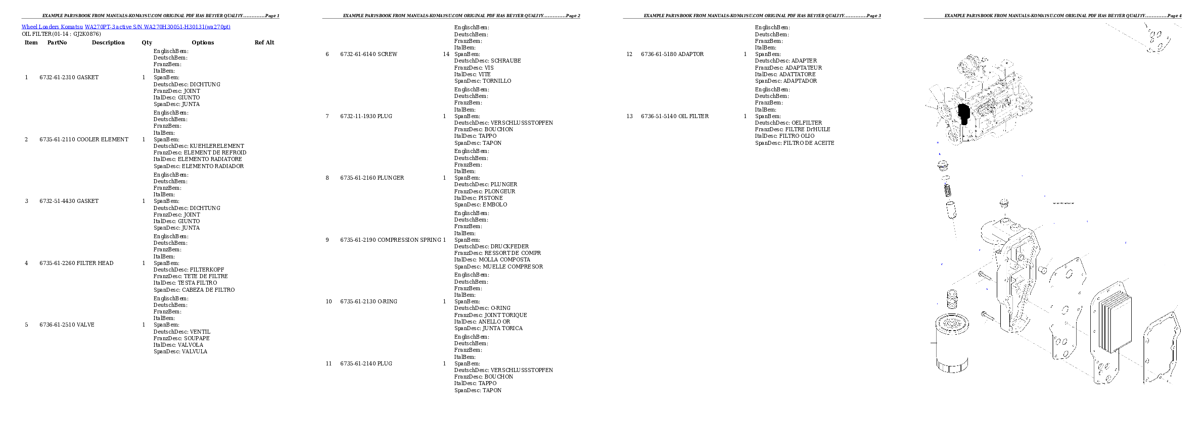 Protected: WA270PT-3 active S/N WA270H30051-H30131 Partsbook