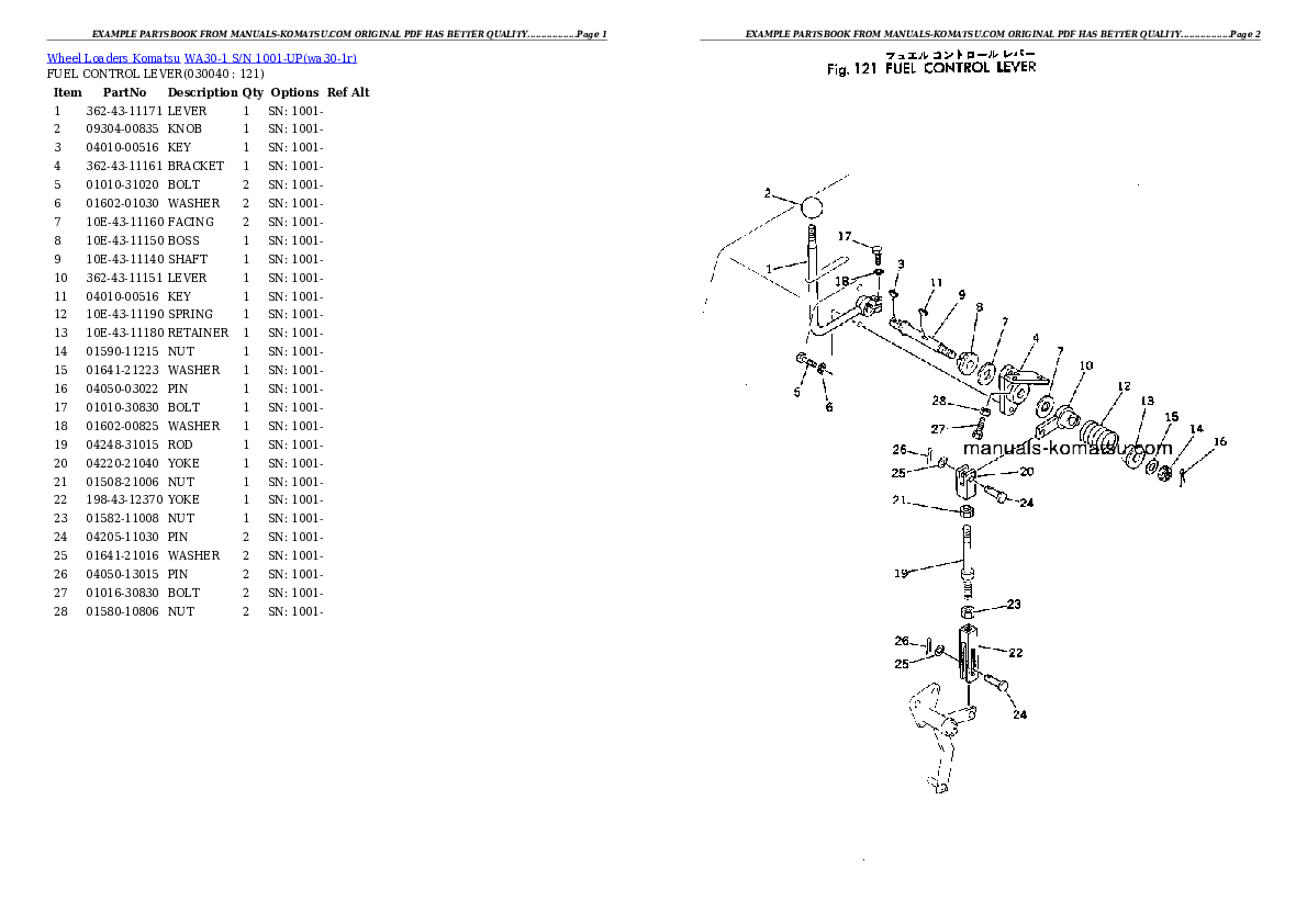 Protected: WA30-1 S/N 1001-UP Partsbook