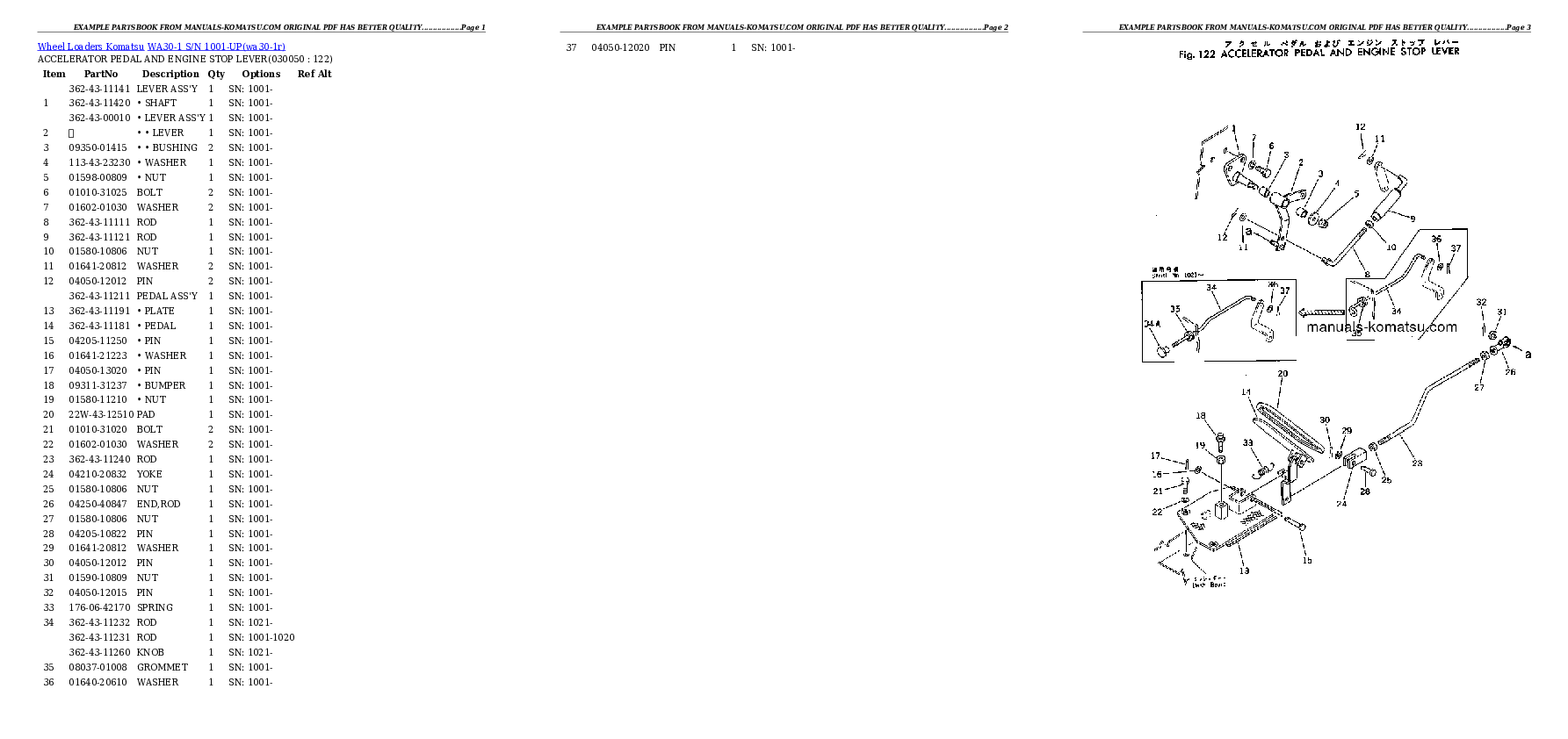 Protected: WA30-1 S/N 1001-UP Partsbook