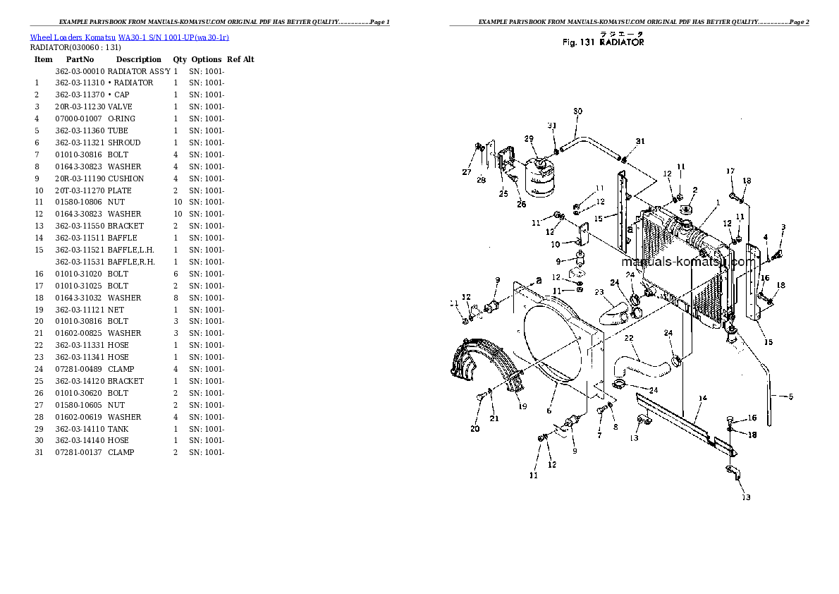 Protected: WA30-1 S/N 1001-UP Partsbook
