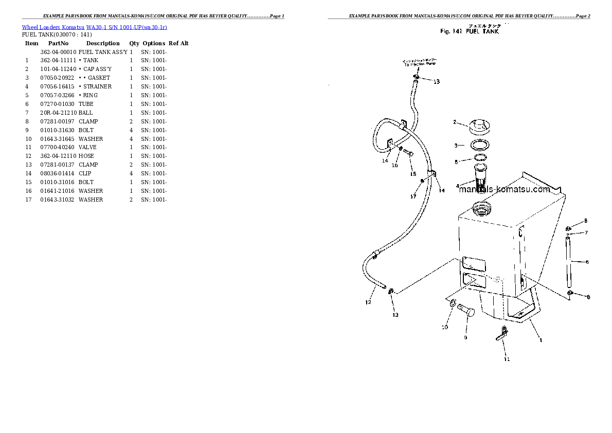 Protected: WA30-1 S/N 1001-UP Partsbook