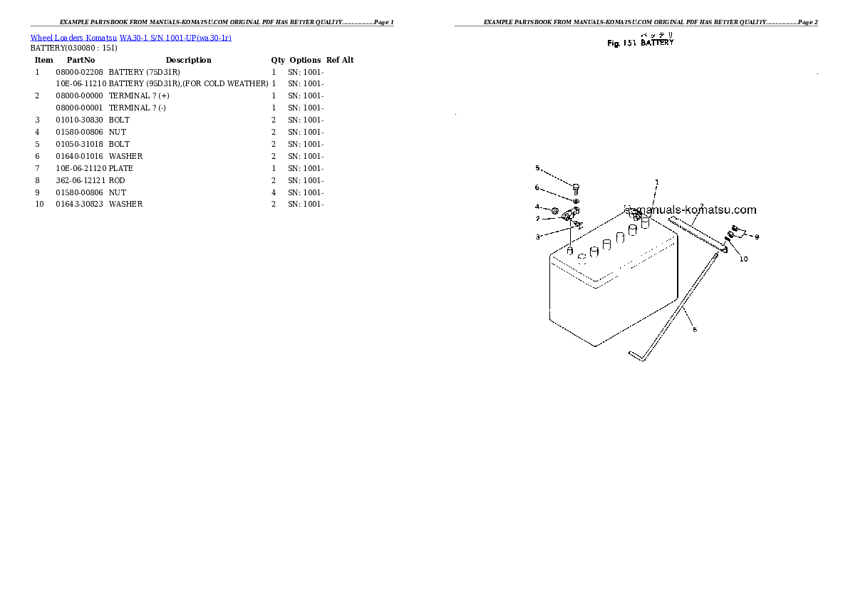 Protected: WA30-1 S/N 1001-UP Partsbook
