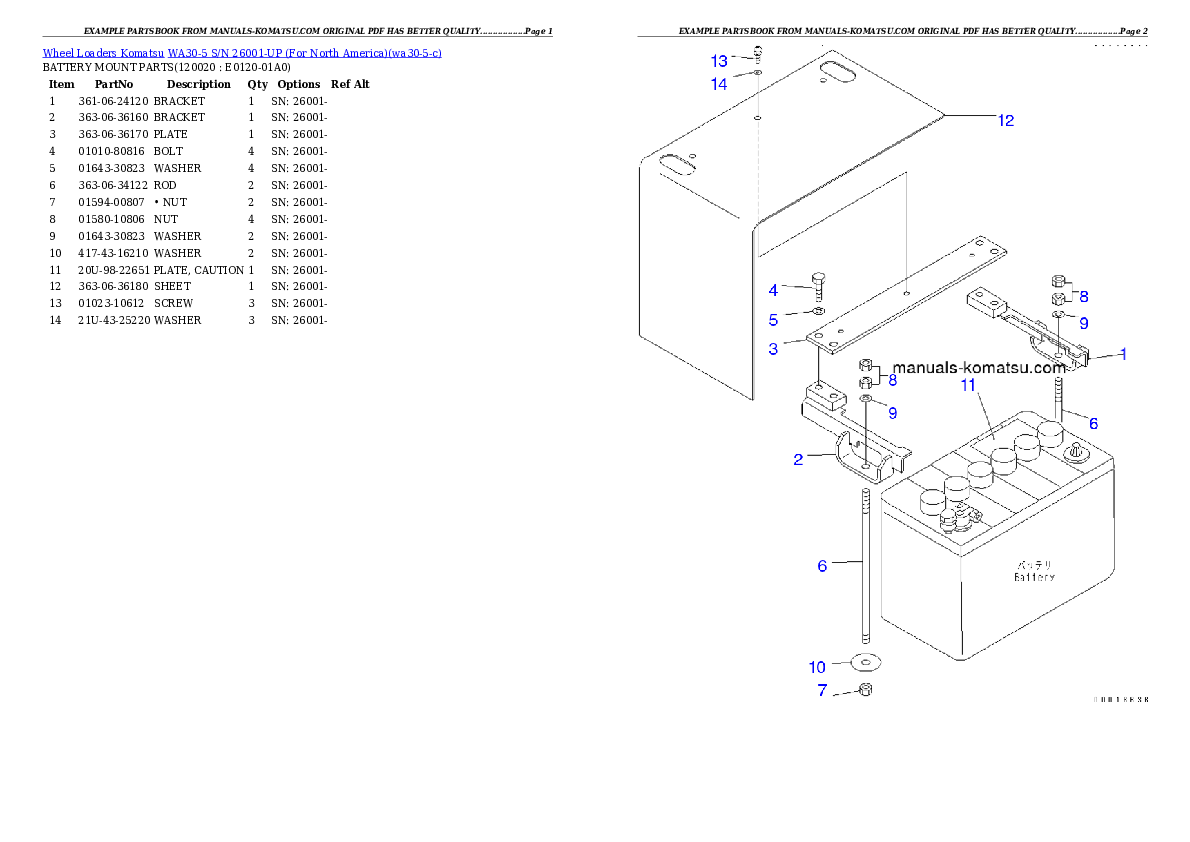 Protected: WA30-5 S/N 26001-UP (For North America) Partsbook