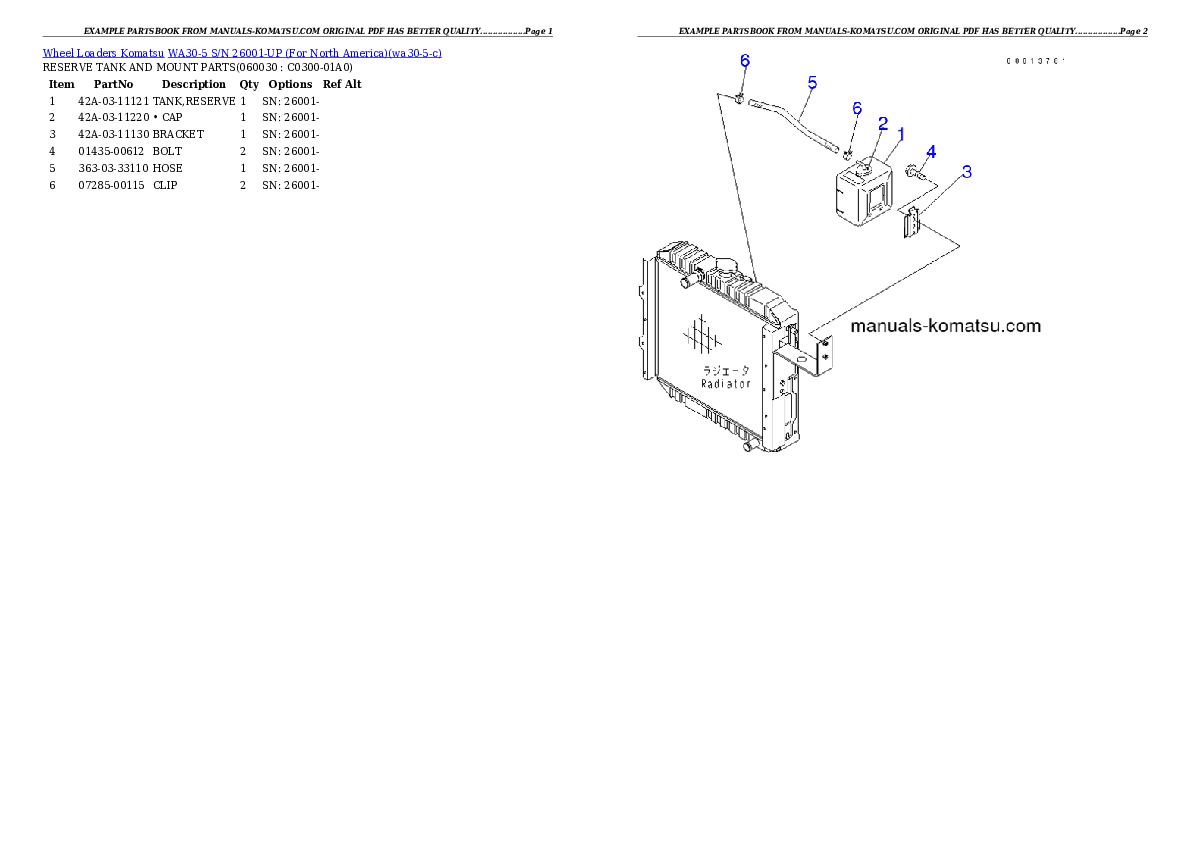 Protected: WA30-5 S/N 26001-UP (For North America) Partsbook