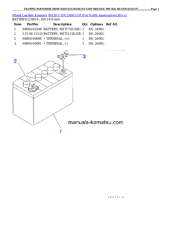 Protected: WA30-5 S/N 26001-UP (For North America) Partsbook
