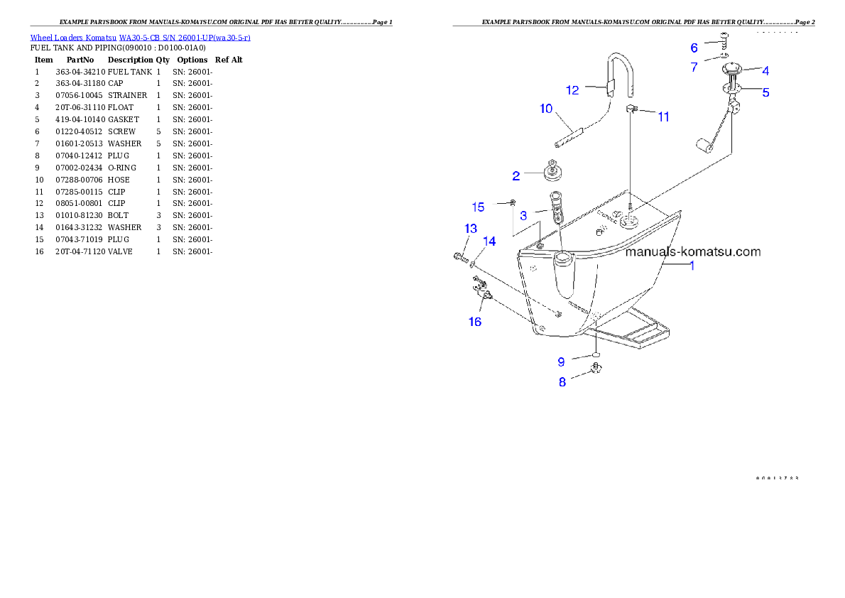 Protected: WA30-5-CB S/N 26001-UP Partsbook