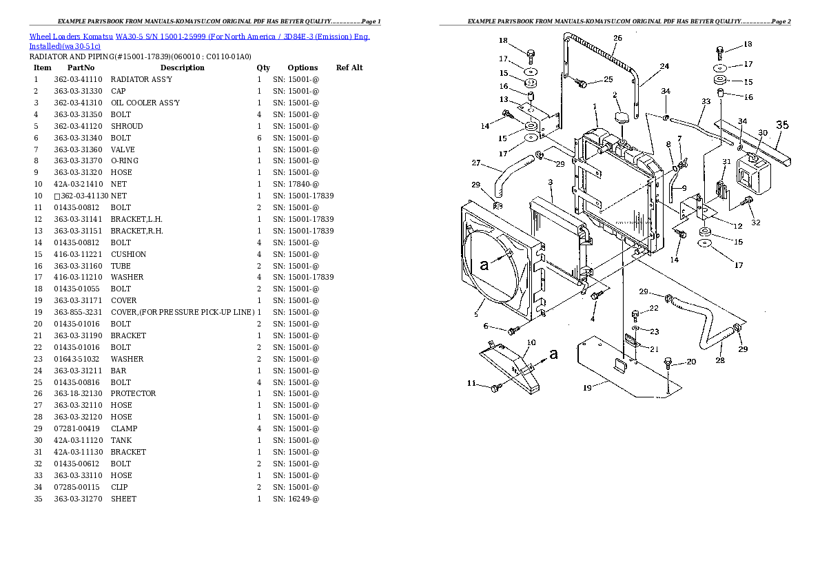 Protected: WA30-5 S/N 15001-25999 (For North America / 3D84E-3 (Emission) Eng. Installed) Partsbook