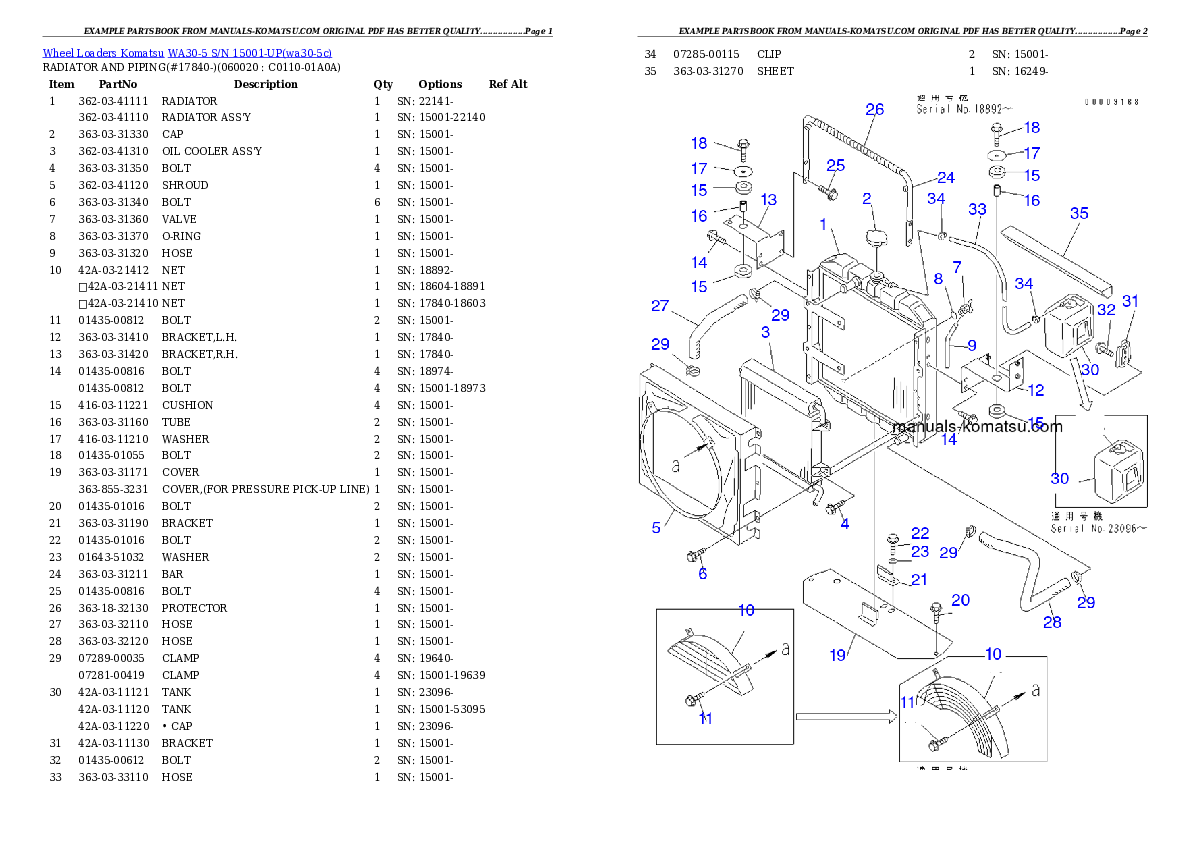 Protected: WA30-5 S/N 15001-UP Partsbook