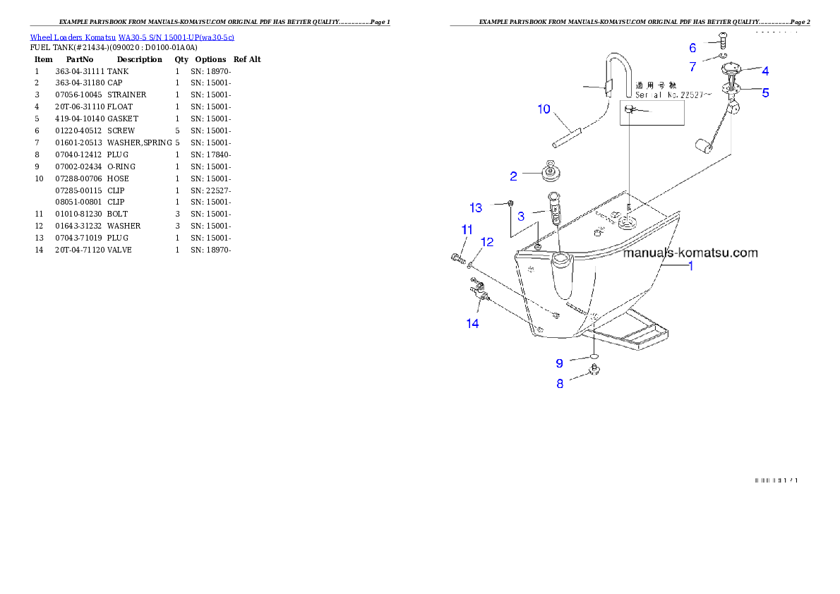 Protected: WA30-5 S/N 15001-UP Partsbook