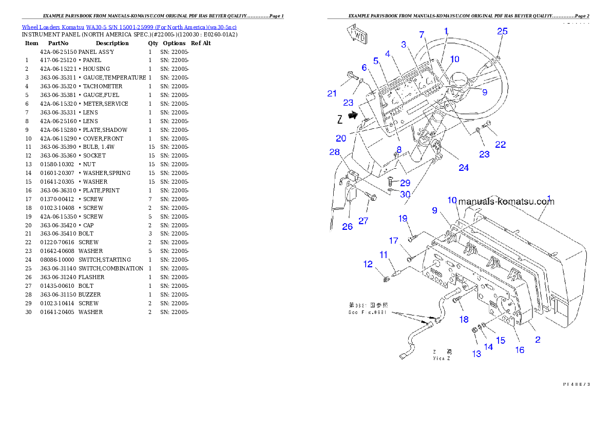 Protected: WA30-5 S/N 15001-25999 (For North America) Partsbook