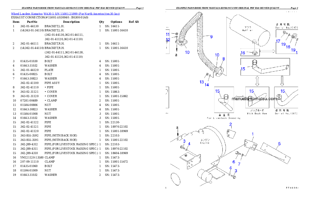 Protected: WA30-5 S/N 15001-25999 (For North America) Partsbook