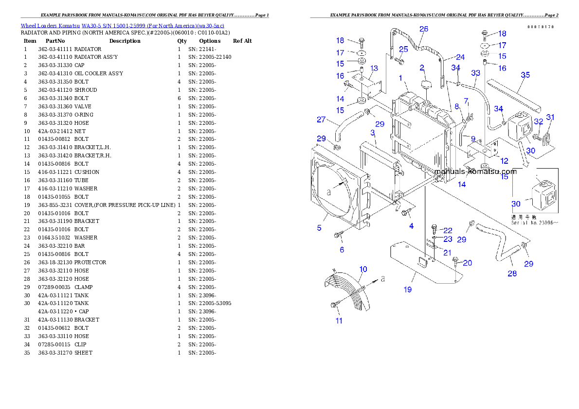 Protected: WA30-5 S/N 15001-25999 (For North America) Partsbook