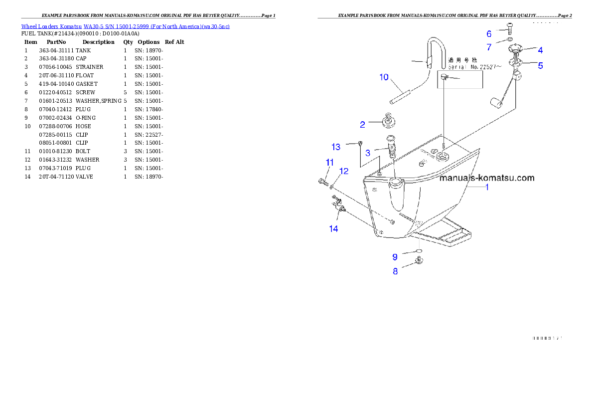 Protected: WA30-5 S/N 15001-25999 (For North America) Partsbook