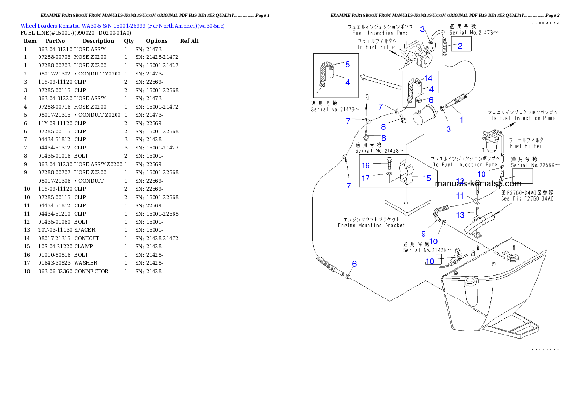 Protected: WA30-5 S/N 15001-25999 (For North America) Partsbook