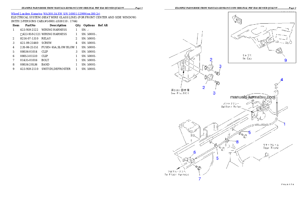 Protected: WA300-3A-XW S/N 50001-52999 Partsbook