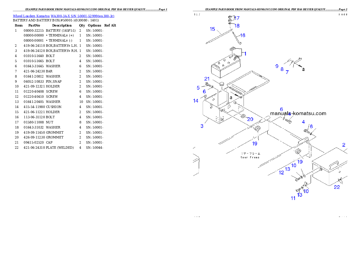 Protected: WA300-3A-X S/N 50001-52999 Partsbook