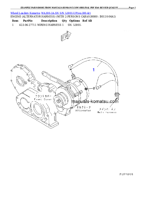 Protected: WA300-3A-SN S/N 53001-UP Partsbook
