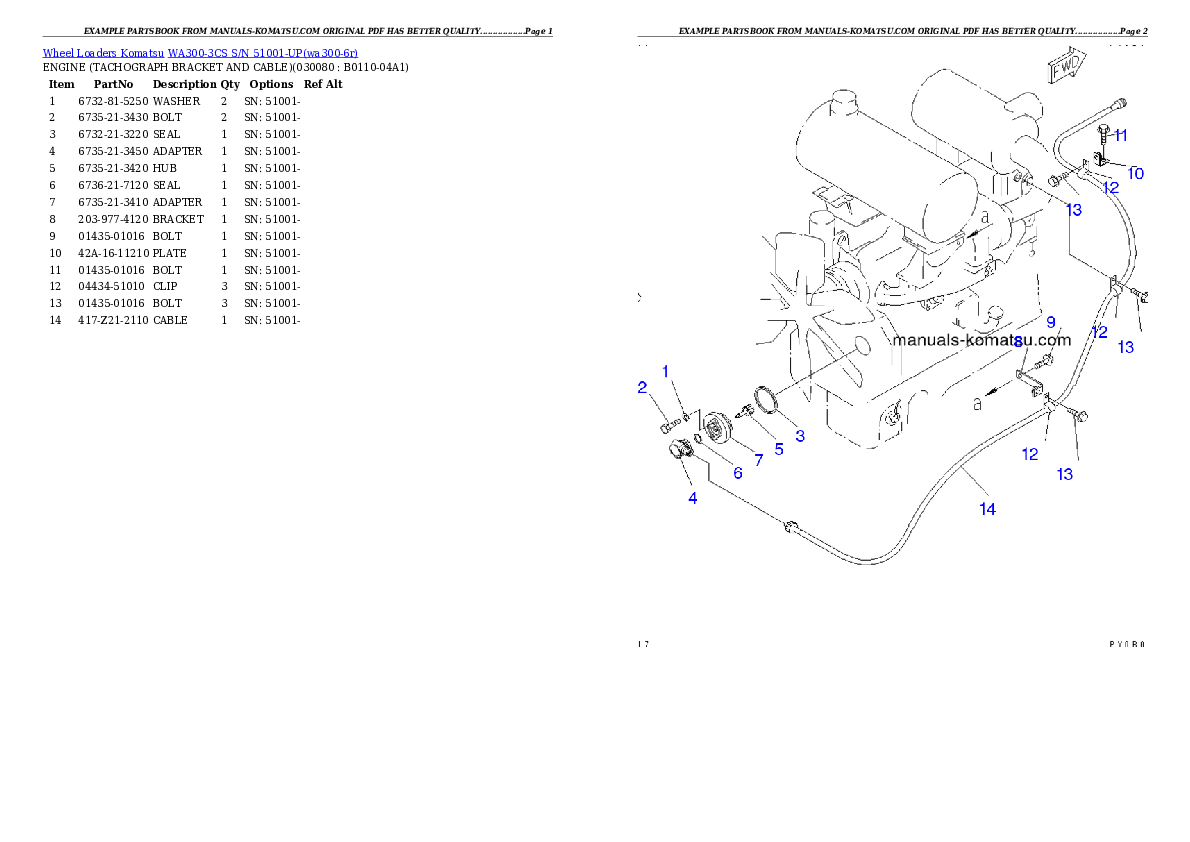 Protected: WA300-3CS S/N 51001-UP Partsbook