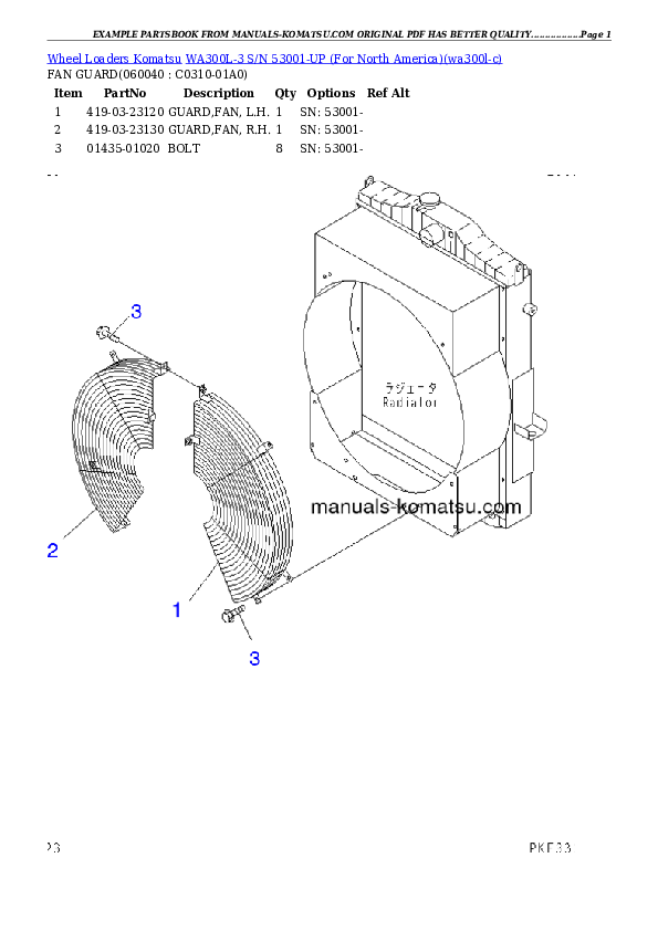 Protected: WA300L-3 S/N 53001-UP (For North America) Partsbook